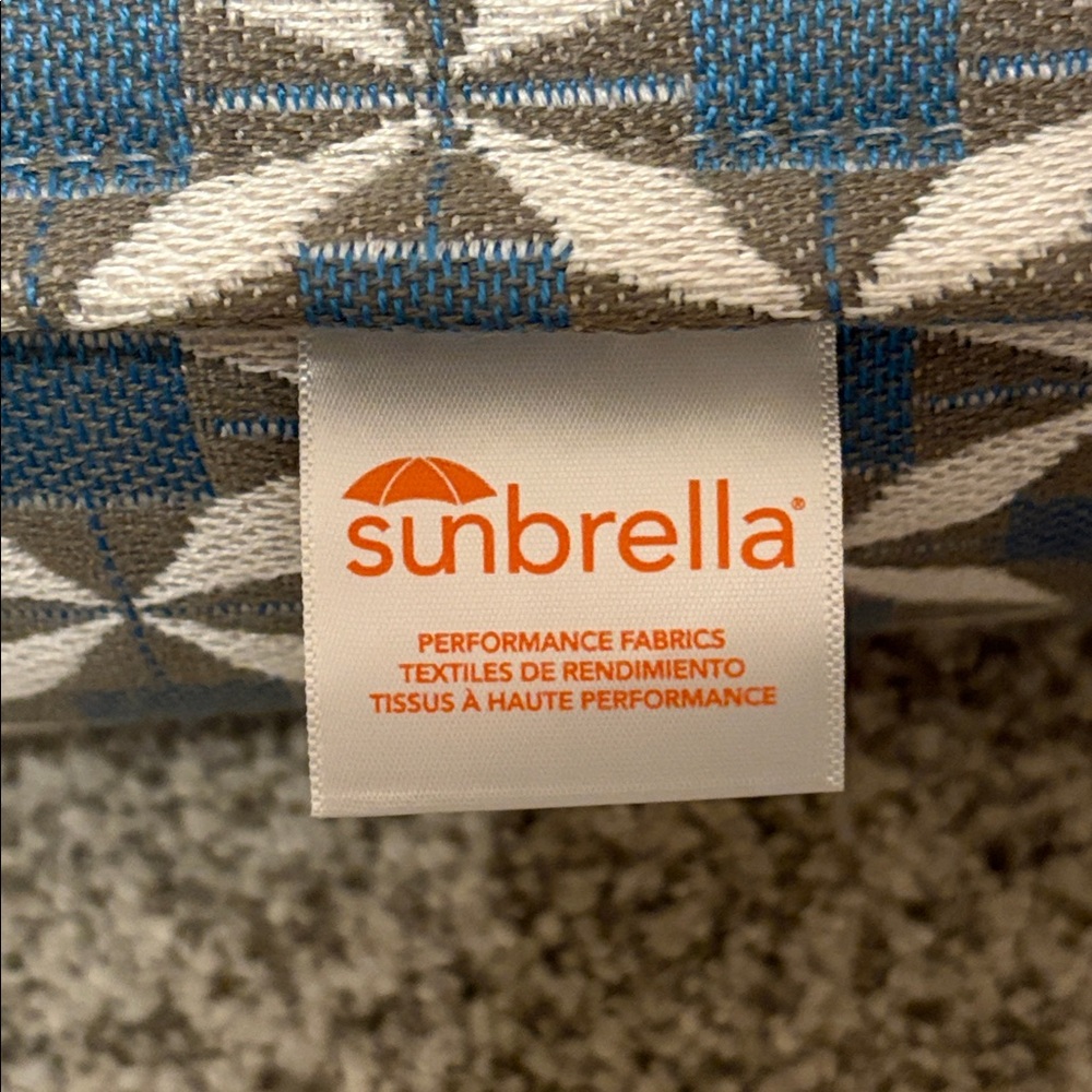Sunbrella Pair of Geometric Blue and Gray Accent Pillows, Performance Fabric - Picture 3 of 7